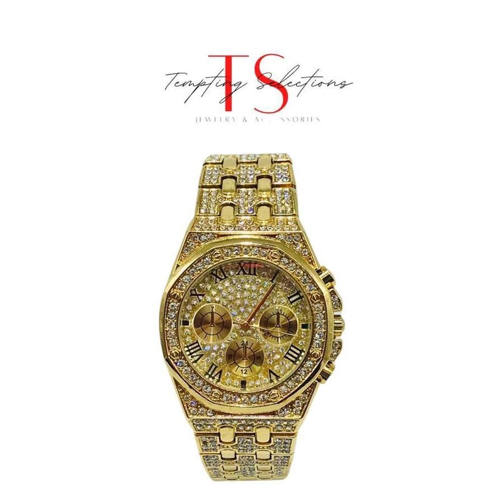 Iced Ap Style Stainless Steel Watch